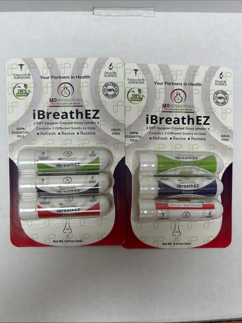 2 X iBreatheEZ 3-Pack Sinus Inhalers - NWT